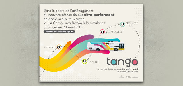 Panneau informatif Tango, le nouveau rsau de bus BHNS de la ville d'Annemasse